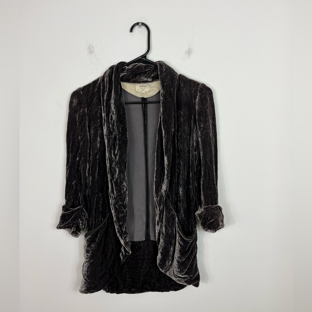 Wilfred Crushed Velvet Open Front Blazer Sz 0